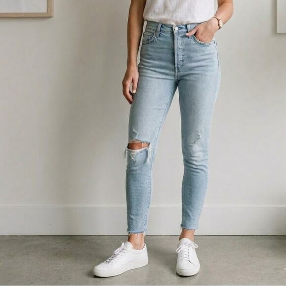 Abercrombie & Fitch Denim - Abercrombie & Fitch A&F The Skinny High Rise Distressed Jeans Light Wash 27 / 4s